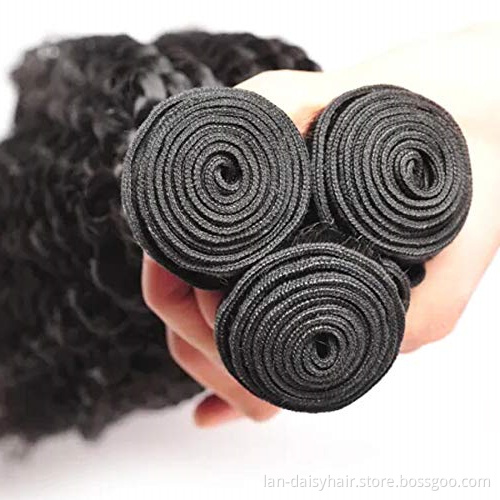 Lan-Daisy Peruvian Spanish Curly Human Hair Bundles In Wholesale Remy Human Hair Weave Kinky Curly Bundles 8"-18" Inches